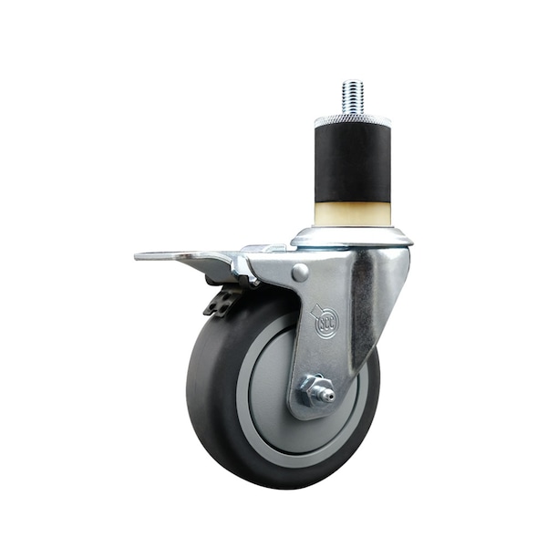 4'' Thermoplastic Rubber Swivel 1-7/8'' Expanding Stem Caster Total Lock Brake